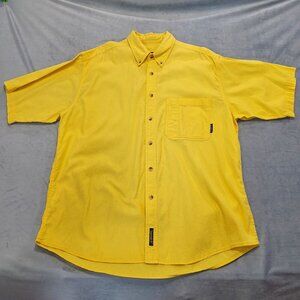 Timberland Weather gear Men Lg Yellow Button Down Short Sleeve Shirt VINTAGE